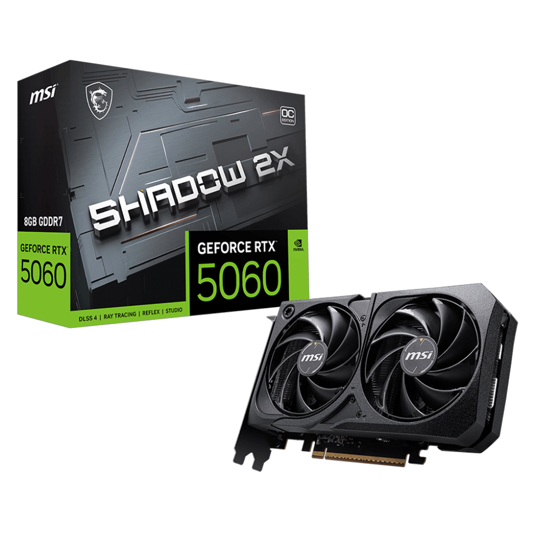 Card màn hình NVIDIA GeForce RTX 5060 MSI SHADOW 2X OC | 8GB GDDR7, 3840 CUDA, 550W